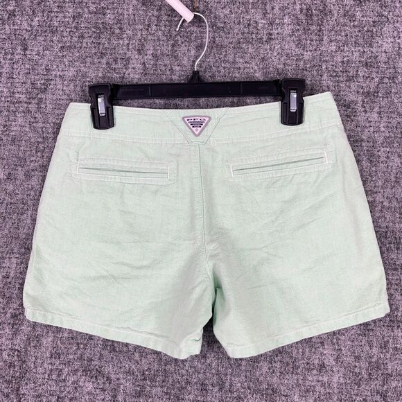 Columbia PFG Shorts Womens 4 Green Cotton Mid Rise Casual Outdoor Camping Hiking - Picture 2 of 9